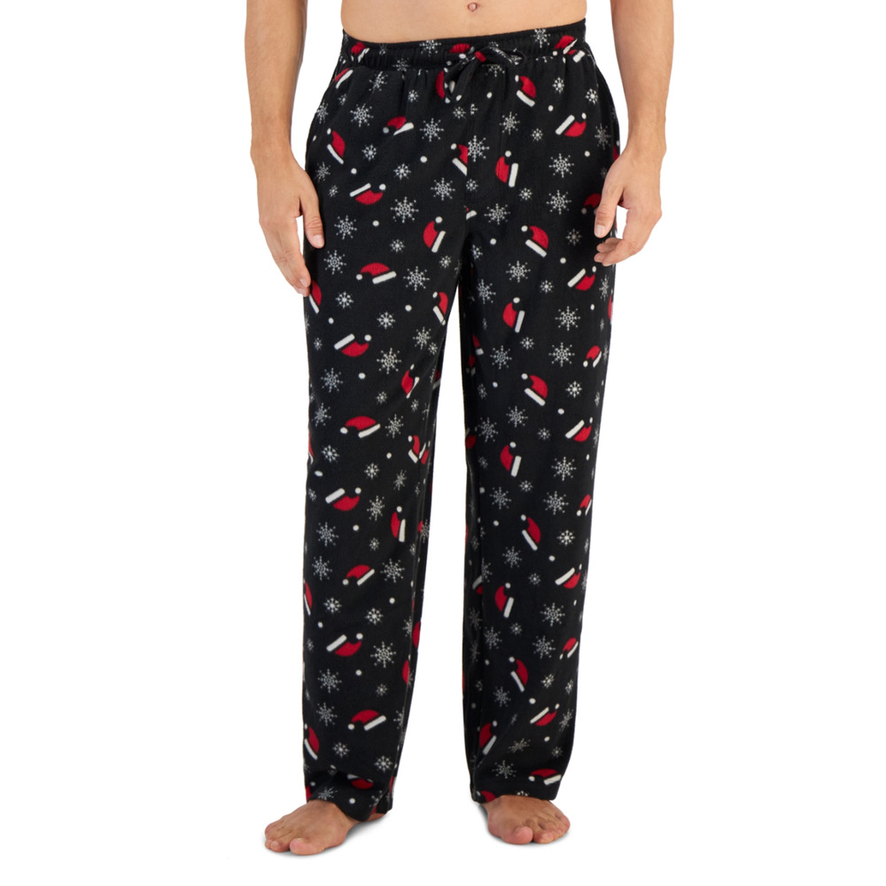 Club Room Men Fleece Pajama Pants Black Size XL